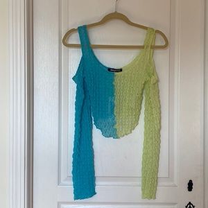 Urban Outfitters popcorn knit lace, cold-shoulder top, size medium